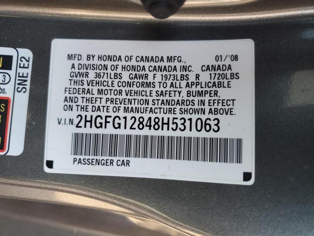 Photo 12 VIN: 2HGFG12848H531063 - HONDA CIVIC 