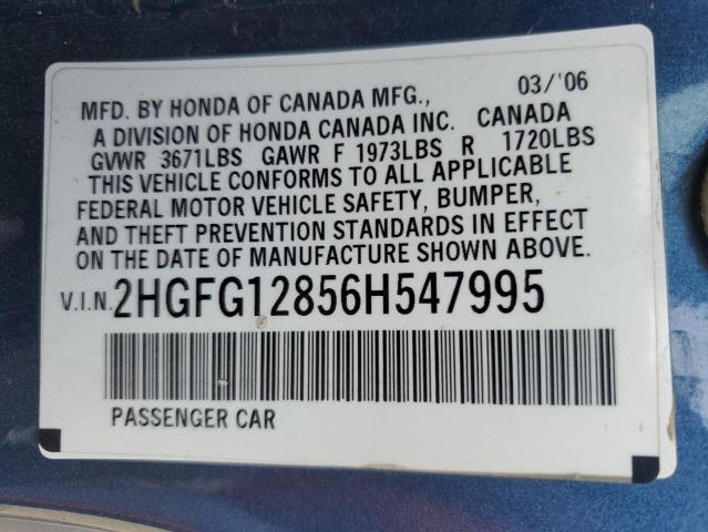 Photo 12 VIN: 2HGFG12856H547995 - HONDA CIVIC EX 