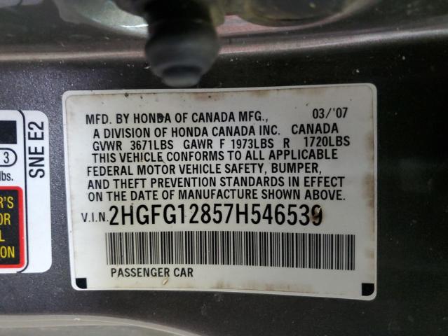 Photo 12 VIN: 2HGFG12857H546539 - HONDA CIVIC 