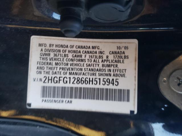 Photo 11 VIN: 2HGFG12866H515945 - HONDA CIVIC 