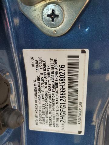 Photo 12 VIN: 2HGFG12866H580276 - HONDA CIVIC 