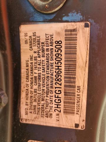 Photo 11 VIN: 2HGFG12896H509508 - HONDA CIVIC EX 