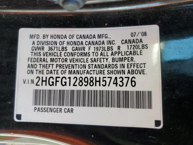 Photo 11 VIN: 2HGFG12898H574376 - HONDA CIVIC EX 