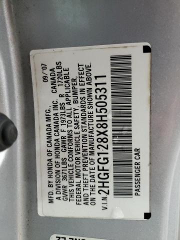 Photo 12 VIN: 2HGFG128X8H505311 - HONDA CIVIC 