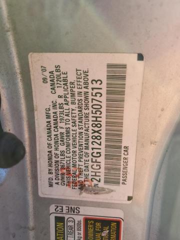 Photo 11 VIN: 2HGFG128X8H507513 - HONDA CIVIC 