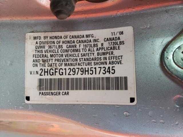 Photo 9 VIN: 2HGFG12979H517345 - HONDA CIVIC EXL 