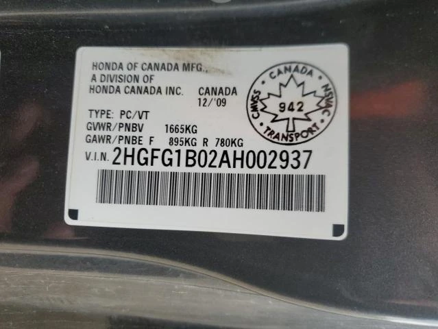 Photo 11 VIN: 2HGFG1B02AH002937 - HONDA CIVIC EXL 