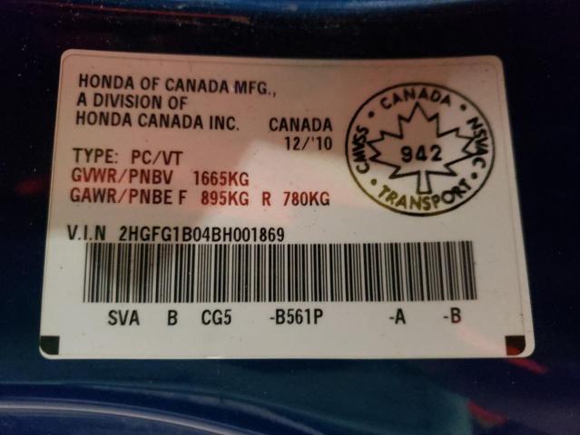 Photo 9 VIN: 2HGFG1B04BH001869 - HONDA CIVIC EXL 