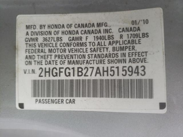 Photo 9 VIN: 2HGFG1B27AH515943 - HONDA CIVIC DX 