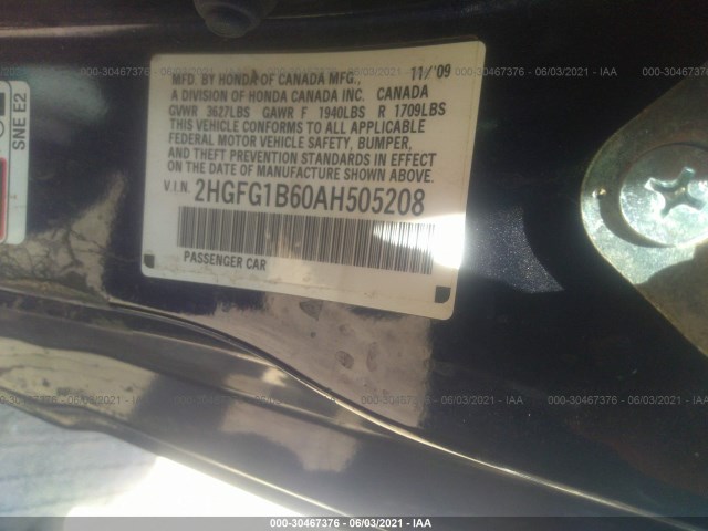 Photo 8 VIN: 2HGFG1B60AH505208 - HONDA CIVIC CPE 