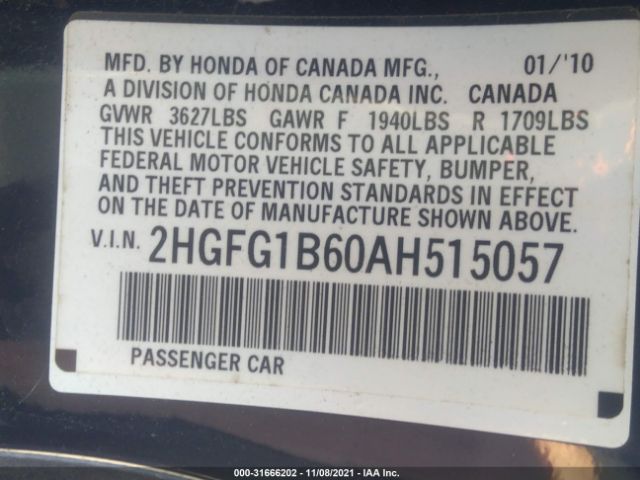 Photo 8 VIN: 2HGFG1B60AH515057 - HONDA CIVIC CPE 