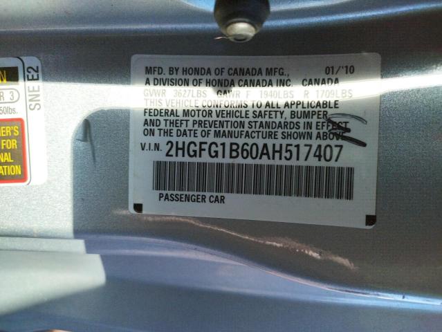 Photo 9 VIN: 2HGFG1B60AH517407 - HONDA CIVIC LX 