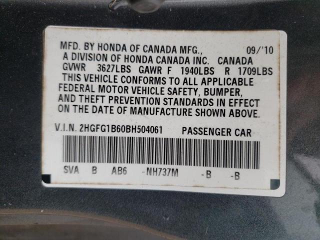 Photo 9 VIN: 2HGFG1B60BH504061 - HONDA CIVIC LX 