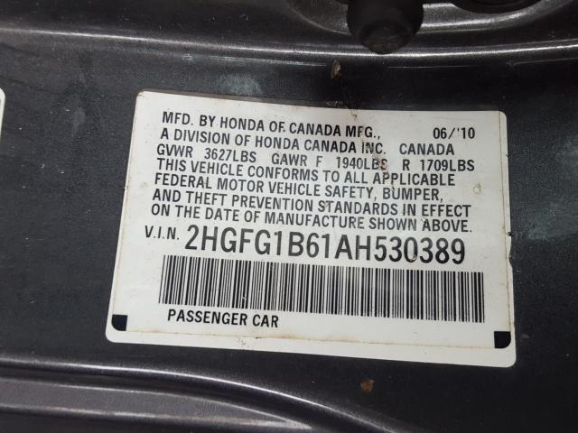 Photo 9 VIN: 2HGFG1B61AH530389 - HONDA CIVIC LX 