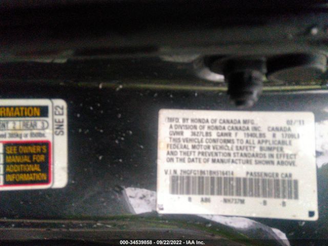 Photo 8 VIN: 2HGFG1B61BH516414 - HONDA CIVIC CPE 