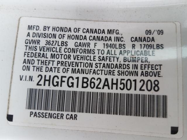 Photo 9 VIN: 2HGFG1B62AH501208 - HONDA CIVIC LX 