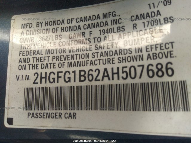 Photo 8 VIN: 2HGFG1B62AH507686 - HONDA CIVIC CPE 