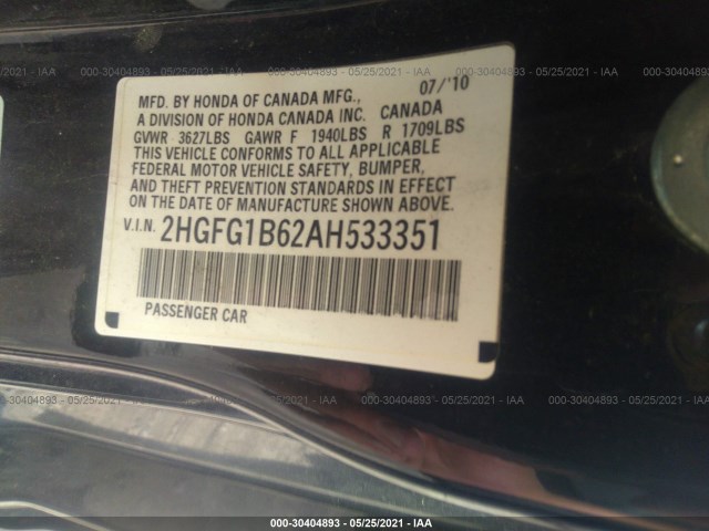 Photo 8 VIN: 2HGFG1B62AH533351 - HONDA CIVIC CPE 