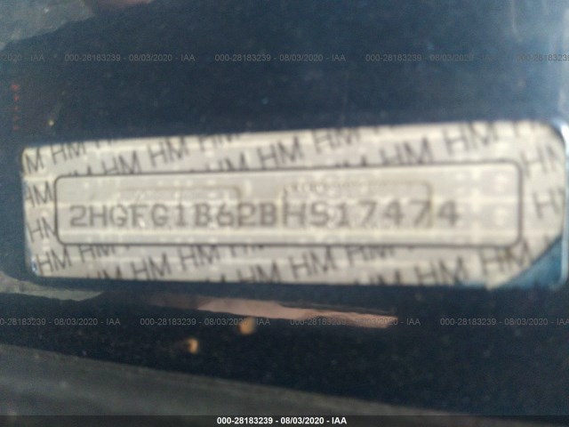 Photo 8 VIN: 2HGFG1B62BH517474 - HONDA CIVIC CPE 