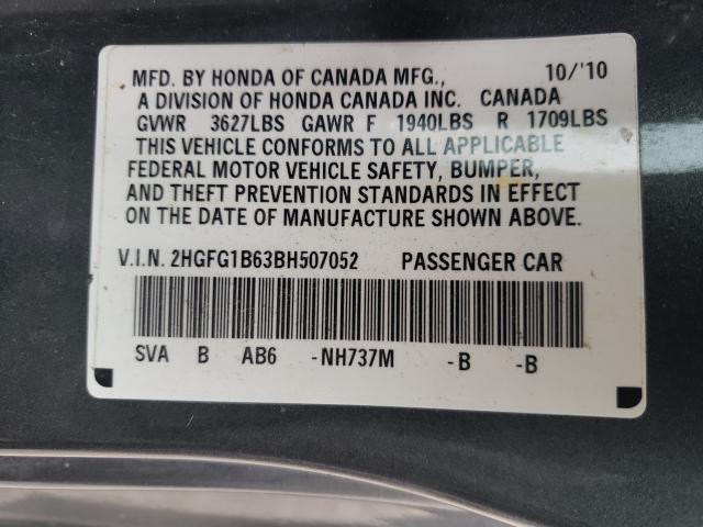 Photo 9 VIN: 2HGFG1B63BH507052 - HONDA CIVIC LX 