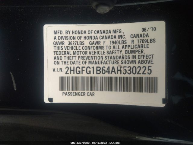 Photo 8 VIN: 2HGFG1B64AH530225 - HONDA CIVIC CPE 