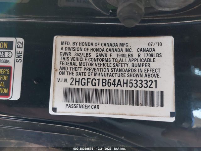 Photo 8 VIN: 2HGFG1B64AH533321 - HONDA CIVIC 