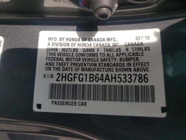 Photo 9 VIN: 2HGFG1B64AH533786 - HONDA CIVIC LX 