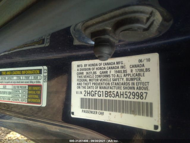 Photo 8 VIN: 2HGFG1B65AH529987 - HONDA CIVIC CPE 