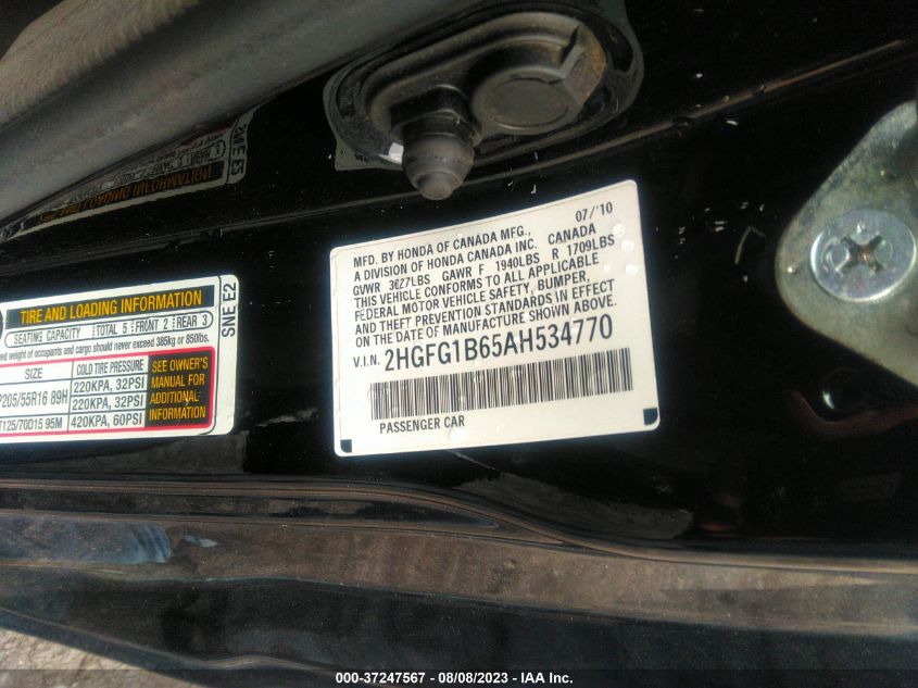 Photo 8 VIN: 2HGFG1B65AH534770 - HONDA CIVIC 