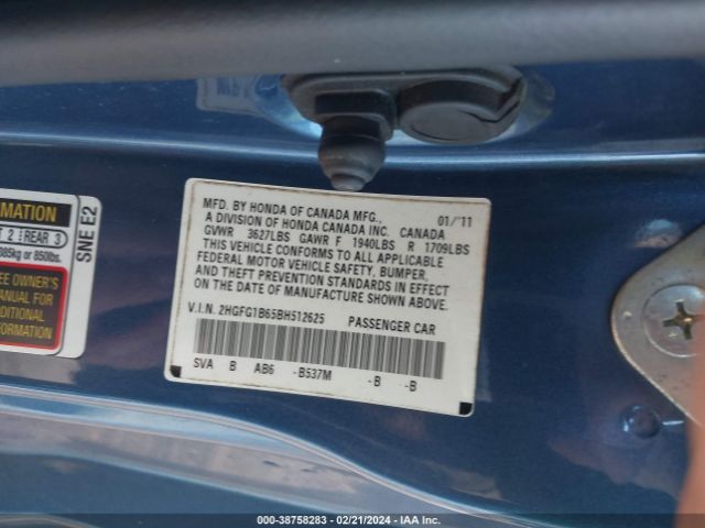 Photo 8 VIN: 2HGFG1B65BH512625 - HONDA CIVIC 