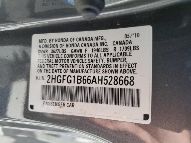 Photo 9 VIN: 2HGFG1B66AH528668 - HONDA CIVIC 