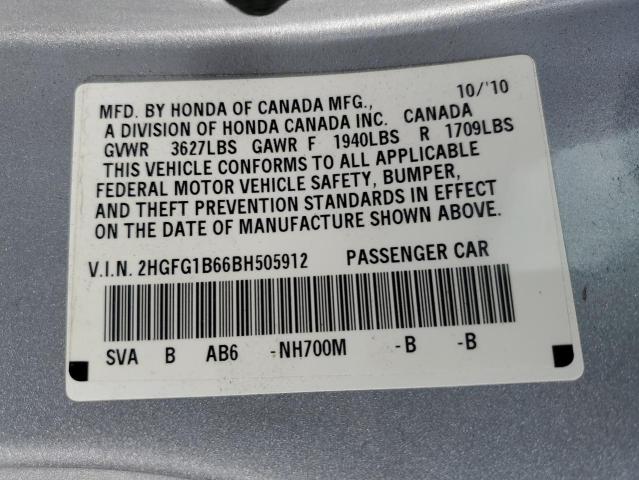 Photo 11 VIN: 2HGFG1B66BH505912 - HONDA CIVIC 