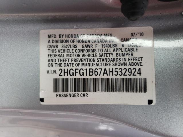 Photo 9 VIN: 2HGFG1B67AH532924 - HONDA CIVIC LX 