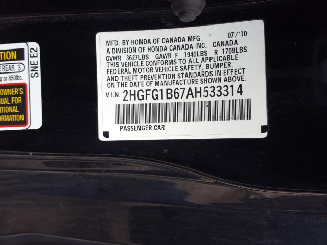 Photo 9 VIN: 2HGFG1B67AH533314 - HONDA CIVIC LX 