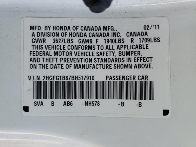 Photo 11 VIN: 2HGFG1B67BH517910 - HONDA CIVIC LX 