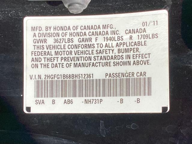 Photo 9 VIN: 2HGFG1B68BH512361 - HONDA CIVIC 