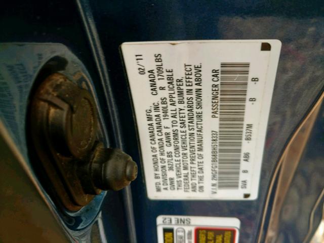 Photo 9 VIN: 2HGFG1B68BH518337 - HONDA CIVIC LX 