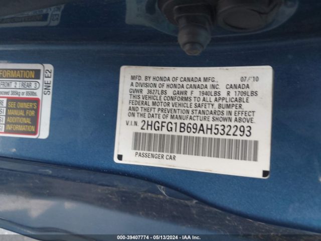 Photo 8 VIN: 2HGFG1B69AH532293 - HONDA CIVIC 