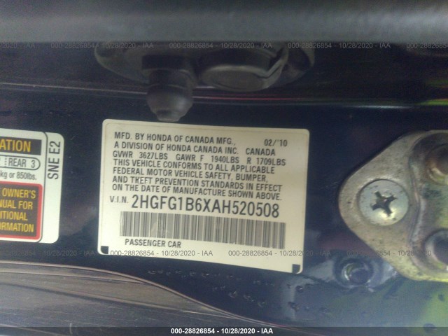 Photo 8 VIN: 2HGFG1B6XAH520508 - HONDA CIVIC CPE 