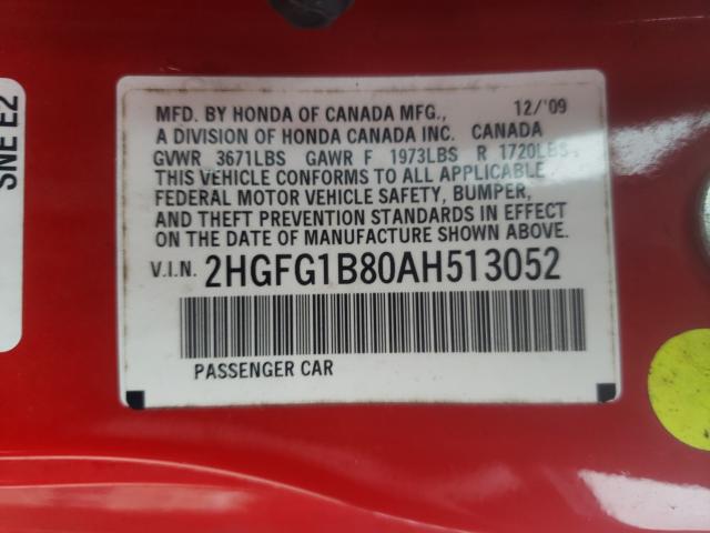 Photo 9 VIN: 2HGFG1B80AH513052 - HONDA CIVIC EX 