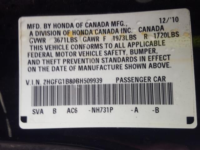 Photo 9 VIN: 2HGFG1B80BH509939 - HONDA CIVIC EX 