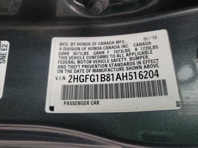 Photo 9 VIN: 2HGFG1B81AH516204 - HONDA CIVIC EX 