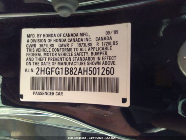 Photo 8 VIN: 2HGFG1B82AH501260 - HONDA CIVIC CPE 