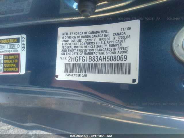 Photo 8 VIN: 2HGFG1B83AH508069 - HONDA CIVIC CPE 