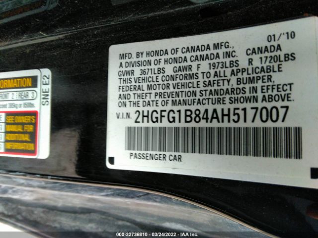 Photo 8 VIN: 2HGFG1B84AH517007 - HONDA CIVIC CPE 