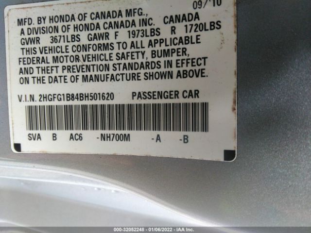 Photo 8 VIN: 2HGFG1B84BH501620 - HONDA CIVIC 