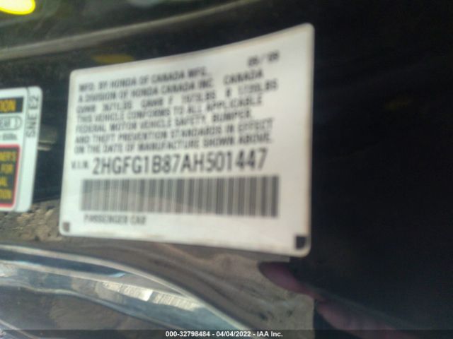 Photo 8 VIN: 2HGFG1B87AH501447 - HONDA CIVIC CPE 