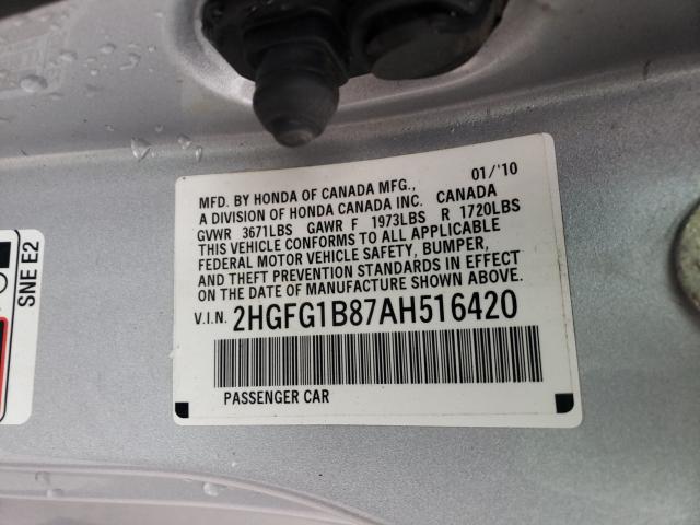 Photo 9 VIN: 2HGFG1B87AH516420 - HONDA CIVIC EX 