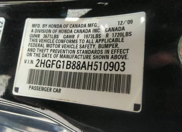 Photo 8 VIN: 2HGFG1B88AH510903 - HONDA CIVIC CPE 