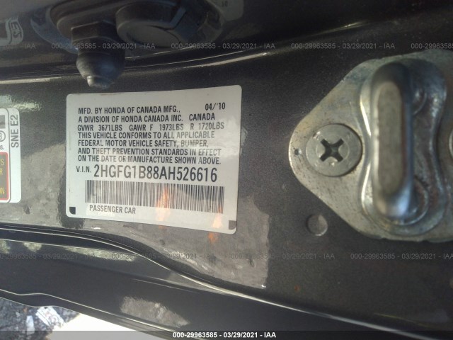 Photo 8 VIN: 2HGFG1B88AH526616 - HONDA CIVIC CPE 